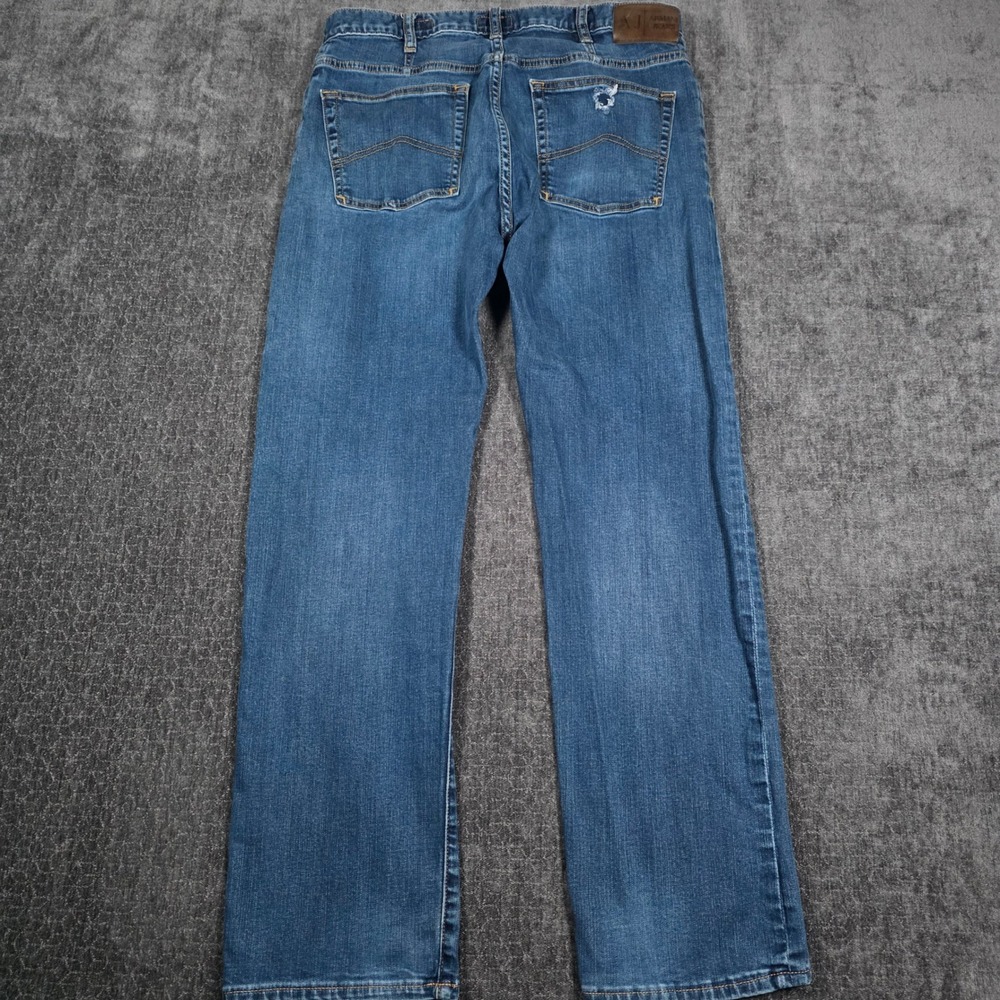 Armani Jeans J21 Mens 30x29 Medium Wash Straight Leg Stretch Denim Blue Designer